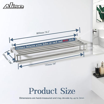 Alise Towel Rack,Towel Hanger Towel Shelf with Double Towel Bars for Bathroom Lavatory,32 Inch SUS 304 Stainless Steel Wall Mount Towel Holder,Polished Chrome