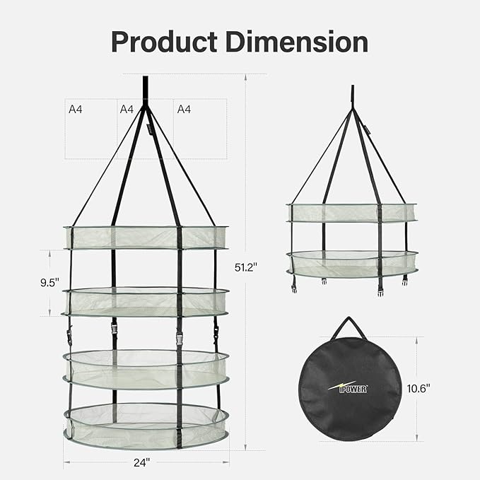 iPower 4-Tier Foldable Collapsible Mesh Clothes Hanging Dryer Drying Rack, Lay fold Flat Dry Hanger for Laundry, Sweater, Swimsuit, Underwear and Toys
