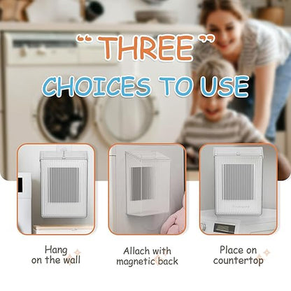 Sealegend Magnetic Slim Trash Can Wastebasket with Lid, Lint Bin, Storage Bins Perfect for Kitchen, Fridge, Cabinet, Bathroom, Laundry Room Organization, Clear