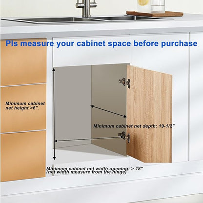 DINDON Pull Out Cabinet Organizer (17" W x 18" D) 1 Tier，Single Tier Oak Wood Under Cabinet Slide Out Shelf Drawer Box…