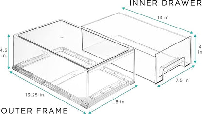 Sorbus Medium Clear Storage Drawers (6 Pack) – Stackable Organizer Drawers for Fridge, Pantry, Kitchen – Pull-Out Storage Bins with Handles, Slide Out Acrylic Drawers