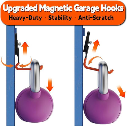 ULIBERMAGNET New Updated Strong Magnetic Hooks,2 Pack Heavy Duty Large Magnetic Hooks for Extension Cord, Cable, Hose, Power Cord,Rope,Drill,Jig Saw,Circular Saw,Garden Lawn Tools (Orange/3.46inch)