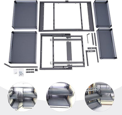 QIANMOON Kitchen Corner Cabinet Pull Out, Magic Pull Out Open, 2 Tiers Swing Tray, Blind Corner Soft Close, for Place Pots and Pans, Containers, Spice Jars