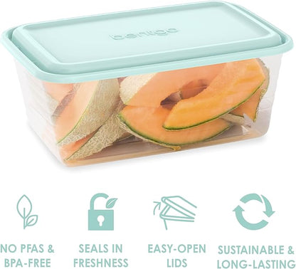 Bentgo Prep - 20-Piece Deep-Dish Storage Containers, Extra-Large 8-Cup Capacity for Meal Prep & Leftovers, Reusable, PFAS & BPA-Free, Durable, Microwave, Freezer, & Dishwasher Safe (Aqua Splash)