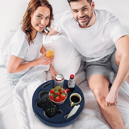 Couch Cup Holder Pillow - Cup Glass Cozy Pillow | Couch Caddy Sofa Bed Buddy Holds Drinks, Snacks, Remote, Phones, Tablet. Keep Drinks Stand and Prevent Spills for Car, Park, Beach, Picnic.(Navy)
