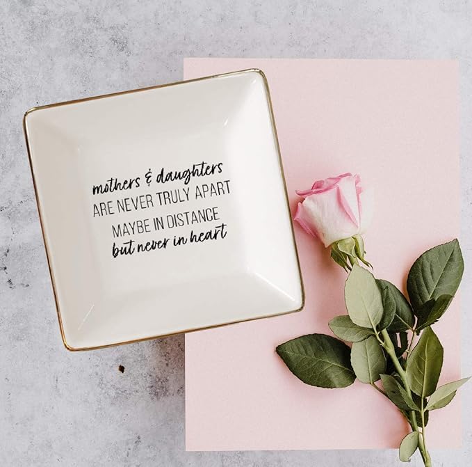 Simply Charmed Gift from Mother or Daughter - or Valentine's Day or Birthday Gift Between Mom and Daughter - Ceramic Jewelry Ring Dish or Tray