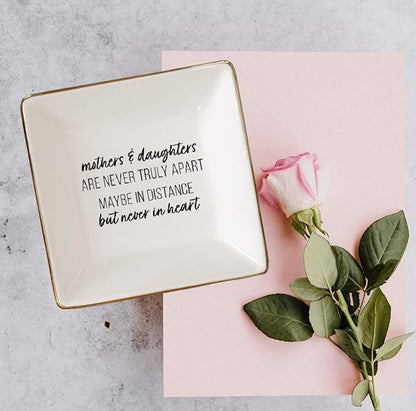 Simply Charmed Gift from Mother or Daughter - or Valentine's Day or Birthday Gift Between Mom and Daughter - Ceramic Jewelry Ring Dish or Tray