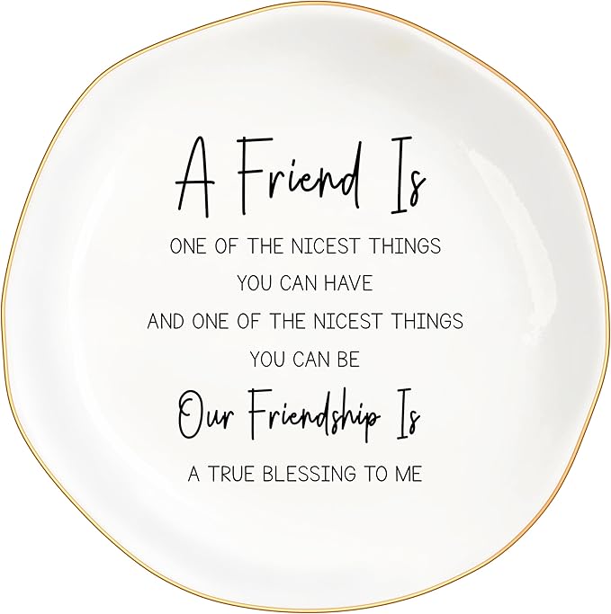 Bestie Gifts for Women Friendship, Jewelry Dish Trinket Tray, Gifts for Friends Female, Friend Gifts for Women Birthday, BFF Soul Sister Work Bestie Gifts for Thanksgiving Gifts (White-Friend7)