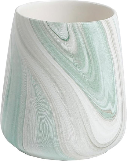 Marble Green Toothbrush Holder for Bathroom - Ceramic Tooth Brushing Holders, Toothbrush Cup, Toothpaste Organizer for Bathroom Countertop, Makeup Brush Holder, Pen Holder for Home Desktop Storage