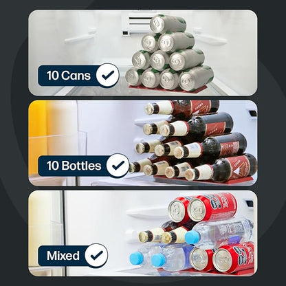 Cooks Innovations 2-Pack Drink Organizer for Fridge, Soda Can Refrigerator Organizers and Storage, Beer-Wine-Water Bottle Holder, Fridge Monkey - Durable Non-Slip&Roll