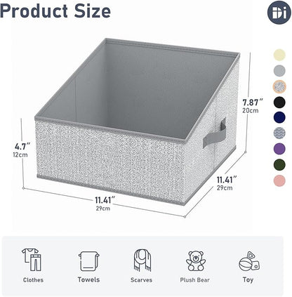 DIMJ Closet Storage Bins 6 Pack - Fabric Storage Baskets for Shelves, Collapsible Clothes Organizers with Handles, Trapezoid Shelf Organization Storage Cubes for Purse, Toys, Books, Towel, Socks