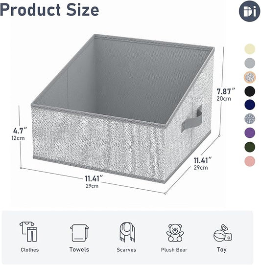 DIMJ Closet Storage Bins 6 Pack - Fabric Storage Baskets for Shelves, Collapsible Clothes Organizers with Handles, Trapezoid Shelf Organization Storage Cubes for Purse, Toys, Books, Towel, Socks