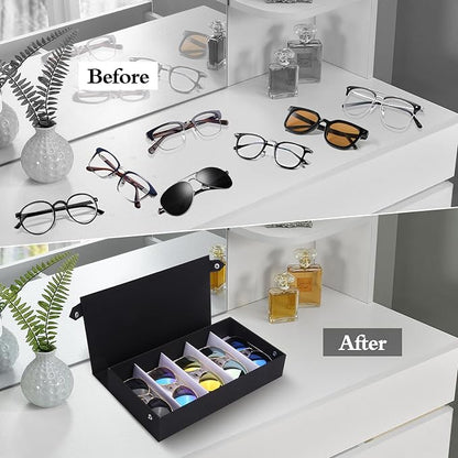 Baojulong 5-Slot Eyeglass Case Organizer - Portable Storage for Sunglasses & Glasses, Perfect for Travel & Home Use