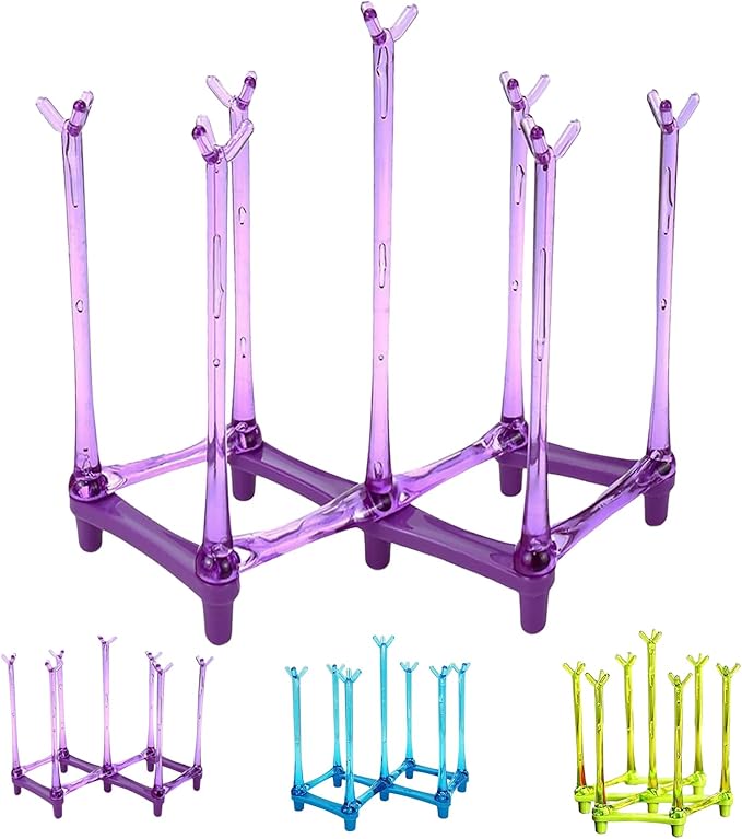 Alovexiong Retractable Cup Drying Rack Drinking Glass Holder Bottle Drying Holder Sports Bottle Drainer Stand Plastic Bag Dryer and Mug Tree Cup Stand Tray Holder for Kitchen,Office (Random Color)