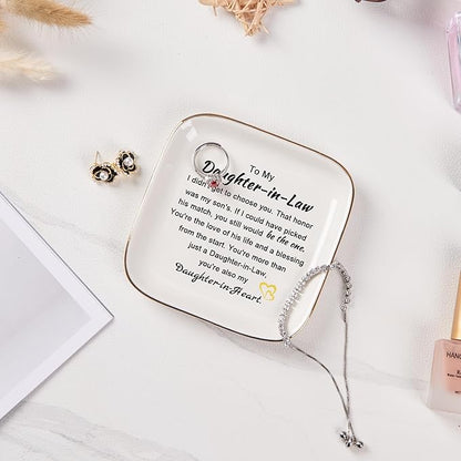 Piudee Daughter in Law Gifts from Mother in Law - Jewelry Dish Ring Trinket Dish for Daughter in Law Birthday Valentines Mother's Day Christmas Wedding Gift for Daughter in Law