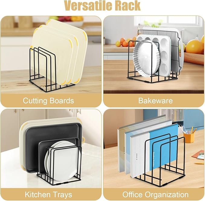 Mythco Kitchen Cabinet Cutting Board Organizer, Cookie Sheet Storage Rack,Cabinet Dividers Holder with 5 Slots for Baking Pan Tray Organizer (1 PC)