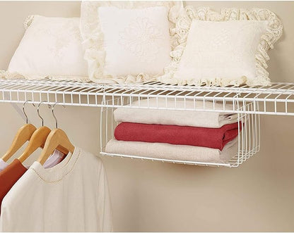 ClosetMaid 17 Inch Wide Hanging Basket Wire Shelving Accessory for Closet Shelves, Pantry Organizer, Kitchen, and Bathroom Storage, 2 Pack, White