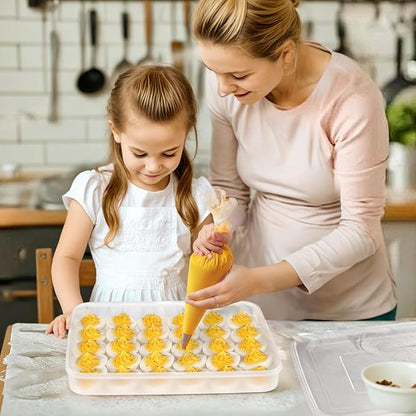 HANSGO Deviled Egg Containers with Lid, Set of 2, Plastic Clear Deviled Egg Tray Holder Carrier for 60 Eggs, Suitable for Refrigerator, Home, Party, Kitchen Supplies, Stackable & Portable