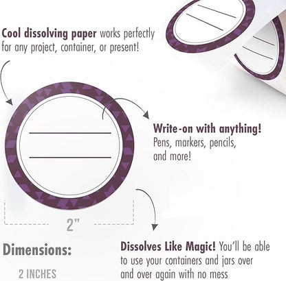 Canning Labels Dissolvable Stickers for Mason Jars and More (2" Round 200/roll) Canning Supplies Washes Off in Seconds Like Magic - Jar Labels Homemade Jam, Jelly, and More (Eggplant)