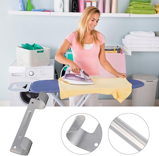 TOYANDONA Ironing Board Wall Mount with Double Metal Hooks, Gray Foldable Space-Saving Holder for Laundry Room Storage and Organization