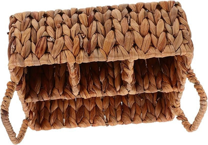 Rattan Storage Basket Woven Cutlery Basket Hyacinth Straw Silverware Organizer Desktop Cutlery Storage