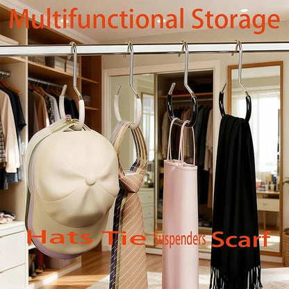 Durable Steel Hangers Maximize Closet Space with Versatile Storage, Hat Organizer Durable Stainless Steel, Durable Steels Hangers for Caps, Ties, Scarves, Clothes (Pink,4 pcs)