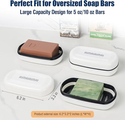 AIMAIAIMAI Shampoo Bar Holder Travel Case for Two Bars – Compatible with Kitsch Solid Shampoo & Conditioner Bars, Large Soap Container for Bathroom or Travel (1 Pack, White Style A-Large)
