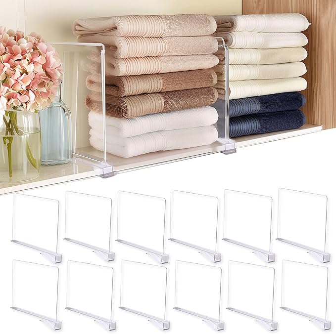Shelf Dividers for Closet Organization, 12Pcs Closet Purse Organizeder Acrylic Shelf Dividers Purse Closet Organized Closet Dividers for Shelves Clear Shelf Dividers Shelf Separators in Closet (10Pcs)