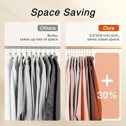 HOUSE DAY Slim Wooden Hangers 10 Pack, Solid Wood Hanger with Non Slip Shoulder Notches & Pant Bar, Smooth Finish Wood Clothes Hangers for Shirts, Suits, Jackets, Natural