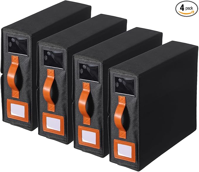 uxcell 4 Pack Bed Sheet Organizers and Storage with PU Handle, Foldable Bedding Duvet Cover Set Organizer Storage Closet and Under Bed Storage Containers, Black