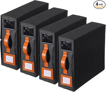 uxcell 4 Pack Bed Sheet Organizers and Storage with PU Handle, Foldable Bedding Duvet Cover Set Organizer Storage Closet and Under Bed Storage Containers, Black