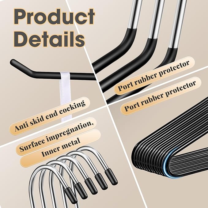 Treela 40 Pack Open Ended Pants Hangers, Metal Non Slip Trouser Hangers, Anti Rust Chrome Rubber Coating Slack Jeans, Heavy Duty Space Saving for Trousers Slacks Skirts