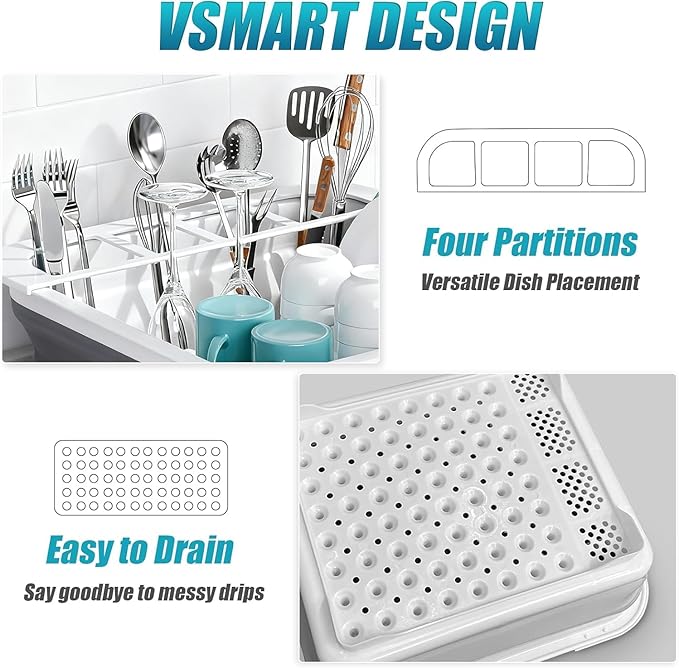 4 Pack Collapsible Dish Drying Rack Portable Dish Rack for Kitchen RV Campers Travel Trailer - Space Saving Kitchen Storage Tray, Send Goods from Local Warehouse