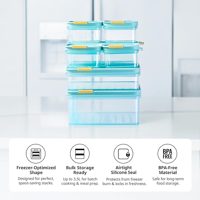 LocknLock HFL106 Freezer Fit Plastic Food Storage Container with Lid for Kitchen, Lunch, Meal Prep, and Leftovers, BPA-Free, Airtight, Leakproof, Microwave, Dishwasher-Safe, 3.5L