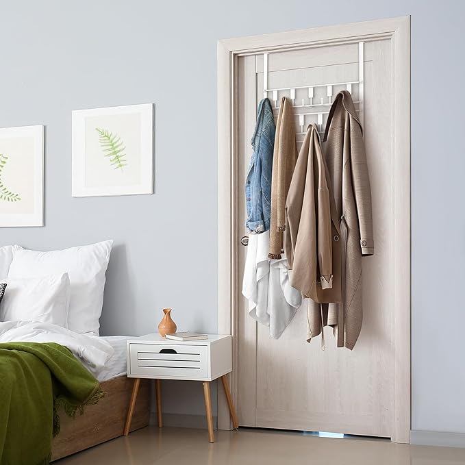 PAPAGIFTREE Over The Door Hooks for Hanging, 14 Hook Over Door Hanger and Towel Rack for Bathroom