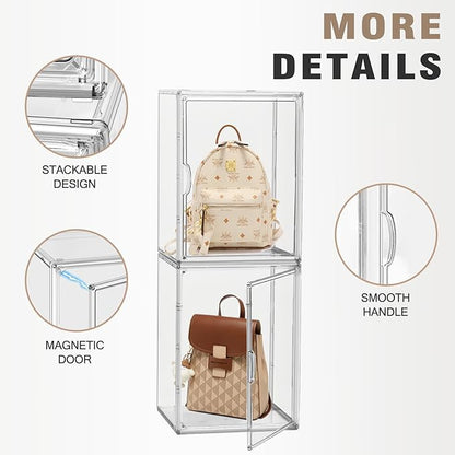EZJOB 5 Pack XX-Large Acrylic Display Case Purse Organizer Clear Plastic Handbag Storage Organizer for Closet Storage Bins for Boots, Big Bag, Backpack,Collectibles, Cosmetic