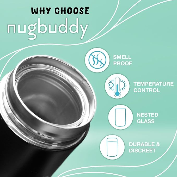 Mini Airtight Storage Container - Vacuum Sealed Insulated w Nested Glass Jar - UV Protection, Temperature Controlled Stainless - Whiteboard Finish w Marker Included - 100 ml