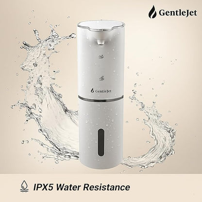 GentleJet JetFoam Automatic Foam Soap Dispenser - Touchless Electric Soap Dispenser, USB-C Rechargeable, Adjustable Foam Levels, 10 oz Countertop Hands-Free Soap Pump for Bathroom & Kitchen (White)