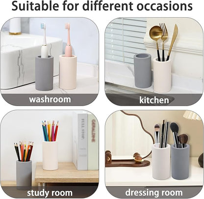 Coengwui Diatomite Toothbrush Holder for Bathroom Sink, Countertop Organizer, Quick Dry Stand Cup for Toothpaste, Razors, Makeup Brushes - Water-Absorbent & Quick-Drying (Dark Grey, Height 4.3")