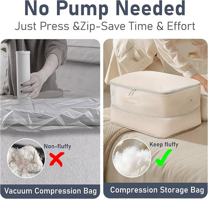 DIMJ Comforter Storage Bag 6 Pack - Blanket Storage Organizer Compression Bags, Large Capacity Ultra Space Saving Self Compression Organize for Bedding, Pillow, Duvet, Sheet Storage with Zipper Window