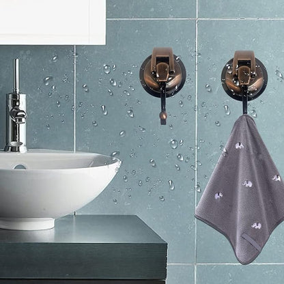 YSSILADI Heavy Duty Vacuum Suction Shower Hooks - Glass Suction Cup Hooks, for Bathroom Robe or Garland Decoration (Antique Brass, 6 Pack)