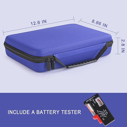 Battery Organizer Storage Case with Tester for AA AAA C D 9V Battery Holder 7 Batteries Variety Pack 111 Batteries Mesh Bag (Batteries Not Included) (black-blue)