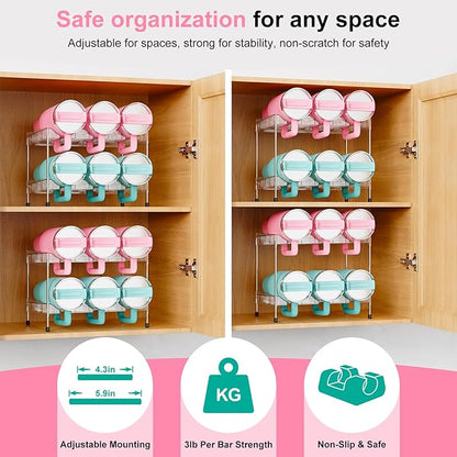 Reusable Stackable with Handle Compartment Water Bottle Tumbler Organizer for Stanley 40oz with Handle Cup, Stanley Accessories for Pantry, Cabinet & Kitchen Organization and Storage,2 Tier Hold 6