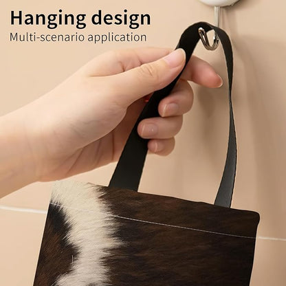 Plastic Bag Holder, Wall Mount Grocery Bag Organizer, Funny Hanging Trash Storage Dispenser for Home Kitchen Cute Cowhide