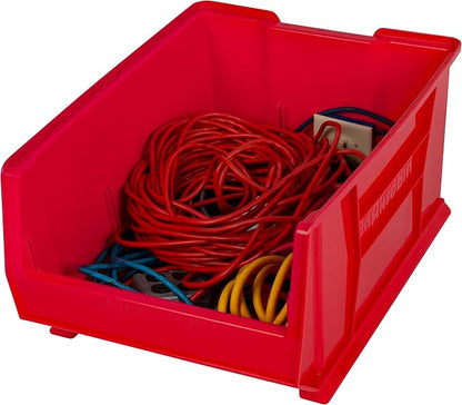 Akro-Mils 30289 Super-Size AkroBins Plastic Storage Bins, Space-Saving Stackable Bins for Garage, Classroom, Warehouse Organization, 24-Inch L x 18-Inch W x 12-Inch H, Red, 1-Pack