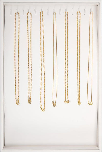Polmart Stackable Necklace & Jewelry Organizer/Storage/Display Trays, White Leatherette (2-Pack)