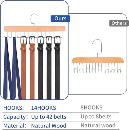 Feoqibu Tie Hanger, Space Saving Bra, Tank Top, Belt Storage Rack, 14 Foldable Hooks, Suitable for Closet Organizers and Storage