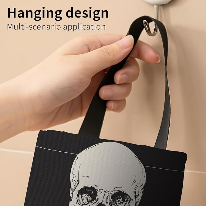 Plastic Bag Holder, Wall Mount Grocery Bag Organizer, Funny Hanging Trash Bag Storage Dispenser for Home Kitchen Funny Skull