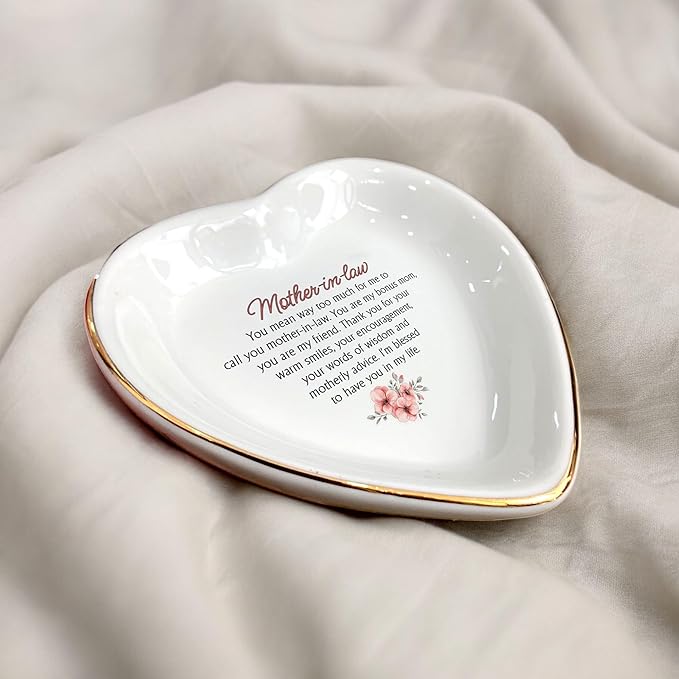 Clover89 Mother-in-law Ring Dish Gifts-Ring Jewelry Trinket Tray For Her-Ring Holder Dish For Mom,Mother of the Groom, Bonus Mom-Wedding,Birthday,Christmas,Mother's Day,Thanksgiving Gifts for Women