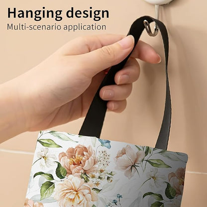 Plastic Bag Holder, Wall Mount Grocery Bag Organizer, Funny Hanging Trash Storage Dispenser for Home Kitchen Cute Orange Floral